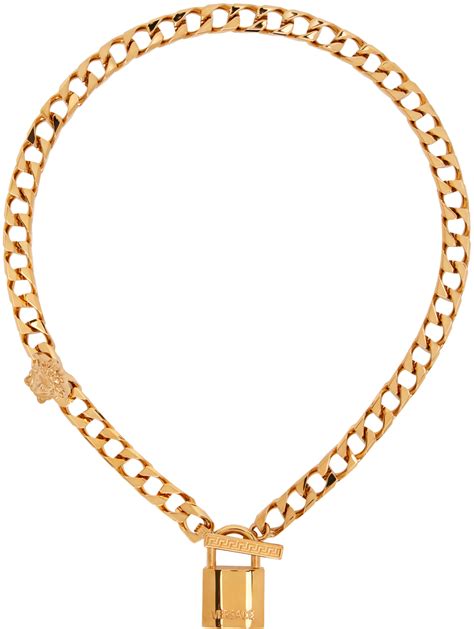 gold necklace versace|Versace lock statement necklace.